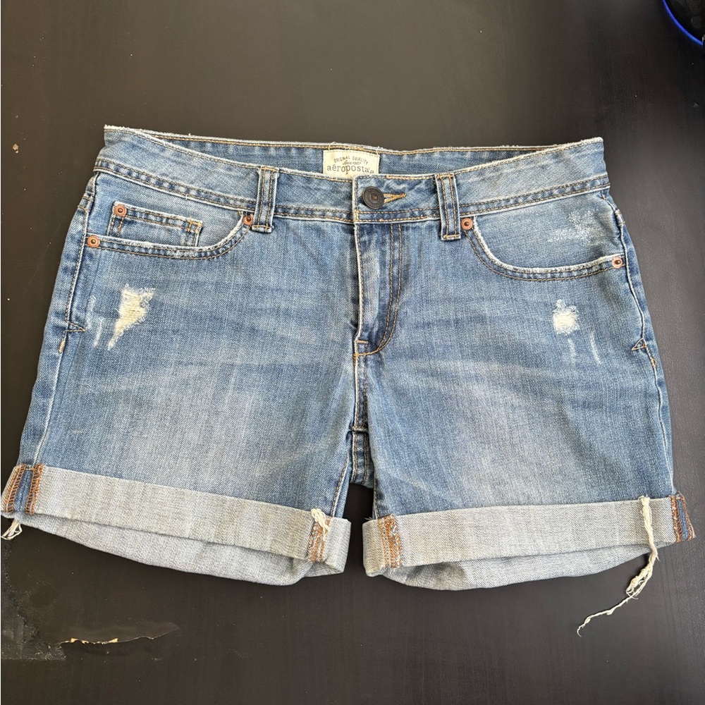 Aeropostale Y2K Light Wash Denim Shorts Size 7/8